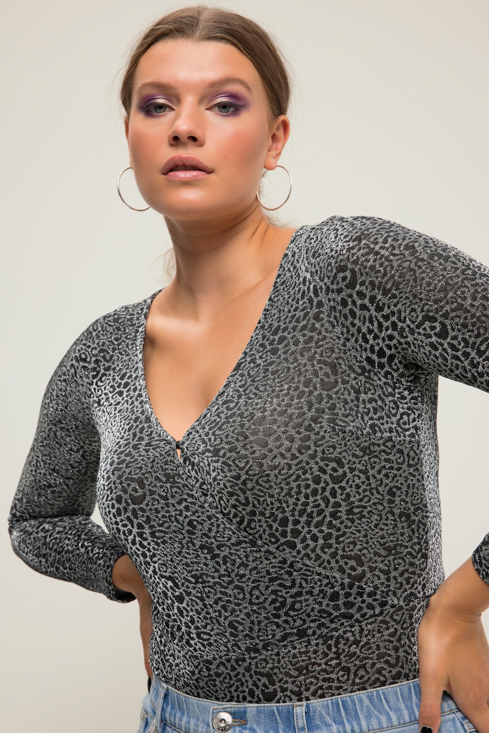 Große Größen Body, Damen, grau, Größe: 54/56, Synthetische Fasern/Metallische Fasern, Studio Untold von Studio Untold