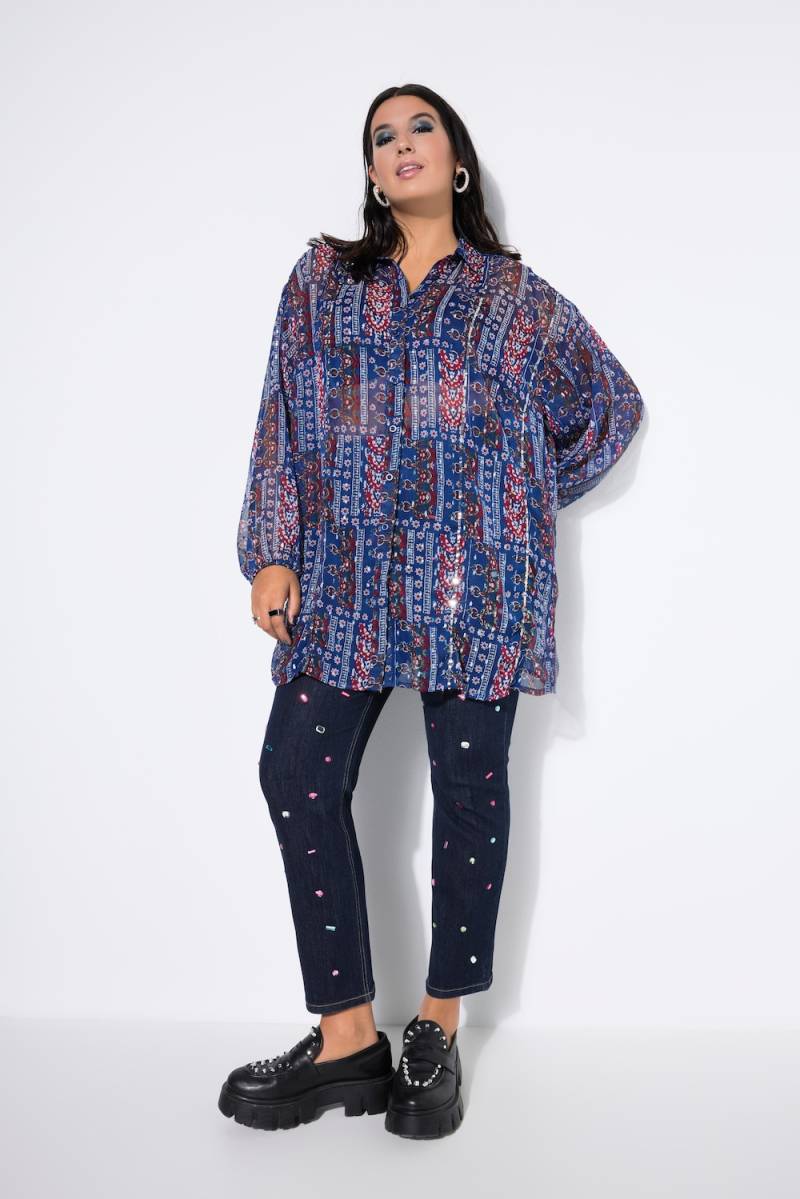 Große Größen Chiffon-Bluse, Damen, blau, Größe: 50/52, Polyester, Studio Untold von Studio Untold