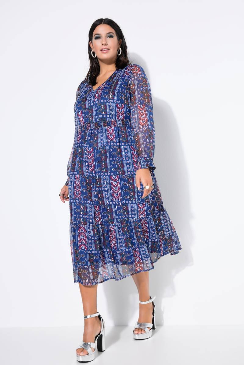 Große Größen Chiffon-Midikleid, Damen, blau, Größe: 50/52, Polyester, Studio Untold von Studio Untold