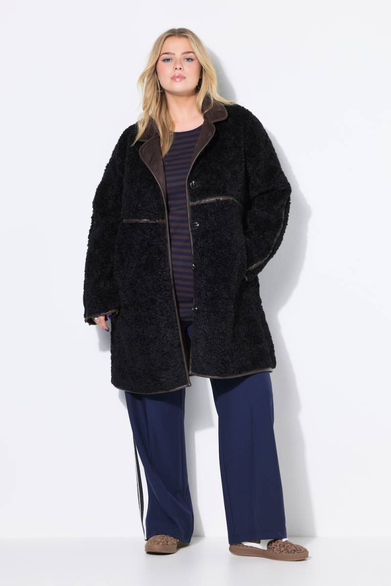 Große Größen FakeFur-Mantel, Damen, schwarz, Größe: 46/48, Polyester, Studio Untold von Studio Untold