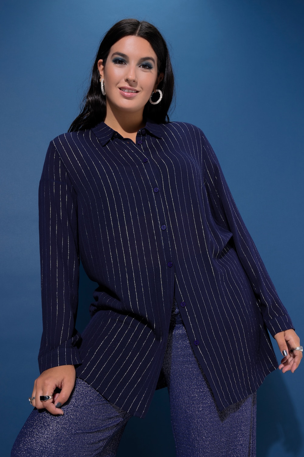 Große Größen Hemdbluse, Damen, blau, Größe: 58/60, Viskose, Studio Untold von Studio Untold