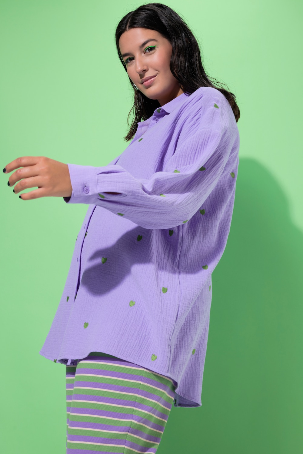 Große Größen Hemdbluse, Damen, lila, Größe: 42/44, Baumwolle, Studio Untold von Studio Untold