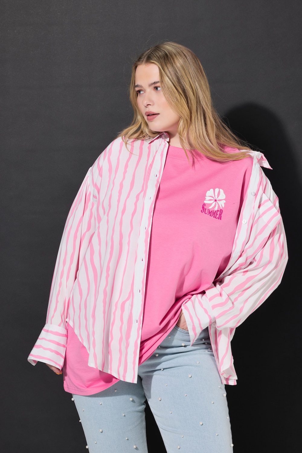 Große Größen Hemdbluse, Damen, rosa, Größe: 50/52, Viskose, Studio Untold Große Größen Hemdbluse, Damen, rosa, Größe: 50/52, Viskose, Studio Untold von Studio Untold