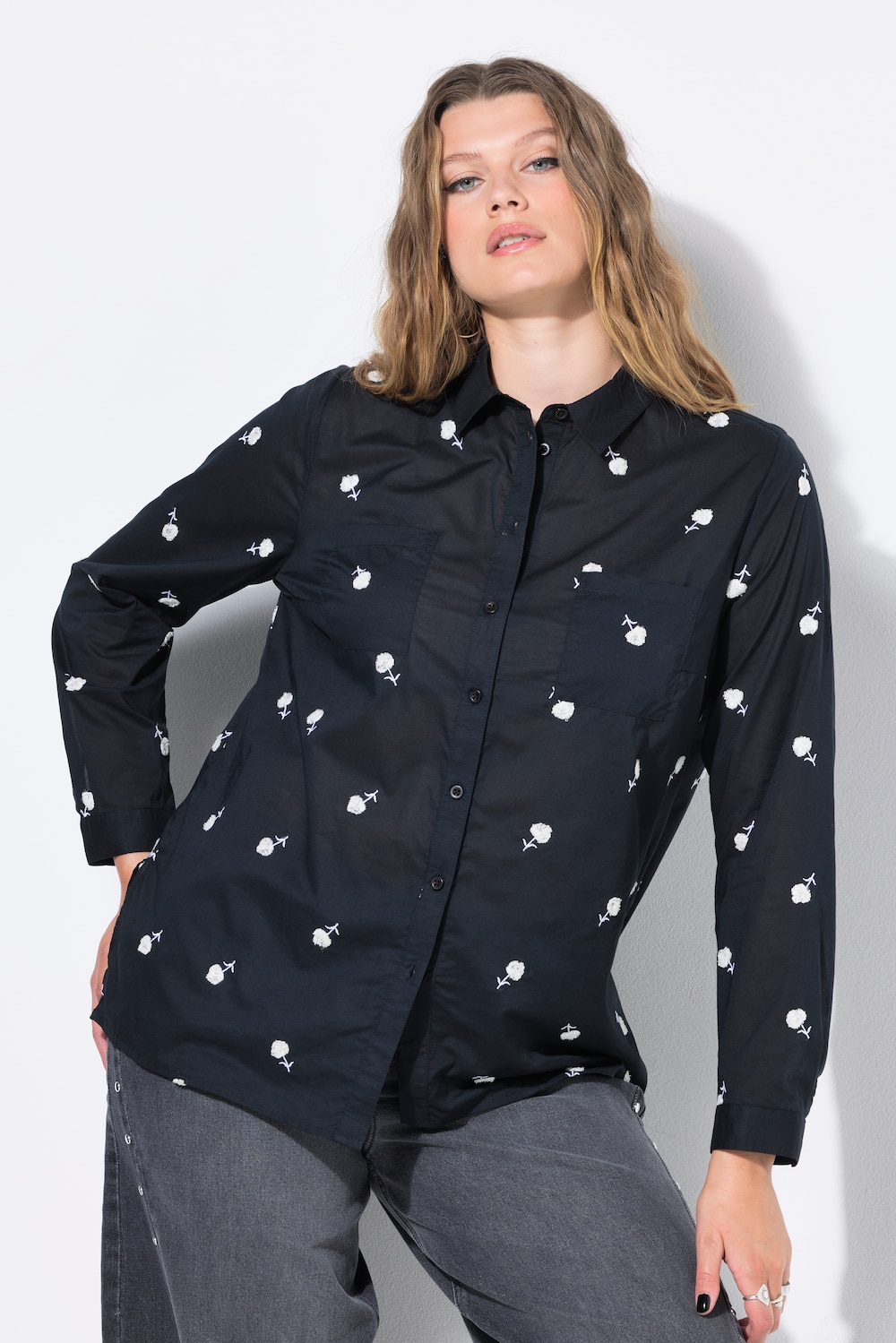 Große Größen Hemdbluse, Damen, schwarz, Größe: 42/44, Baumwolle, Studio Untold von Studio Untold