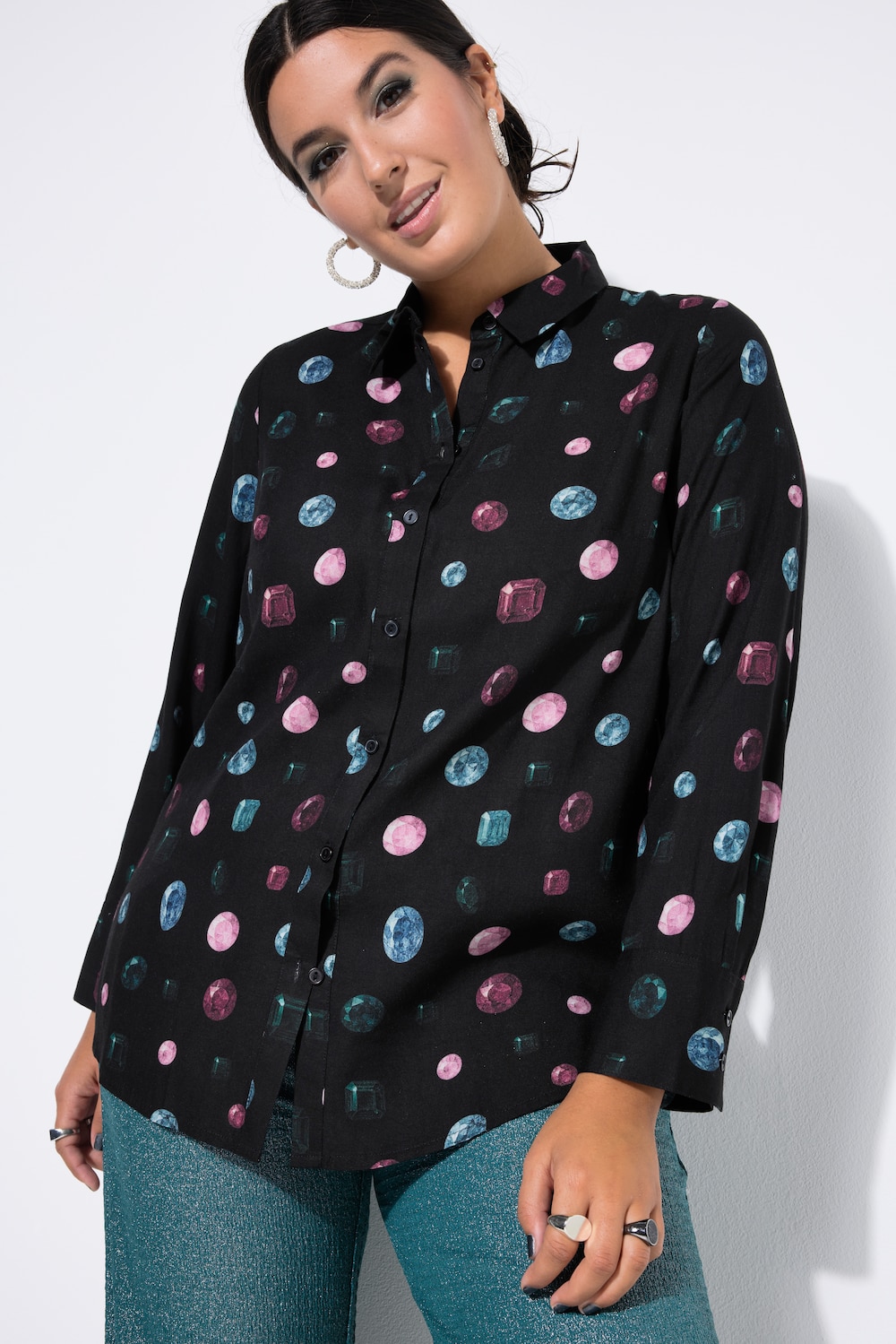 Große Größen Hemdbluse, Damen, schwarz, Größe: 42/44, Viskose, Studio Untold von Studio Untold