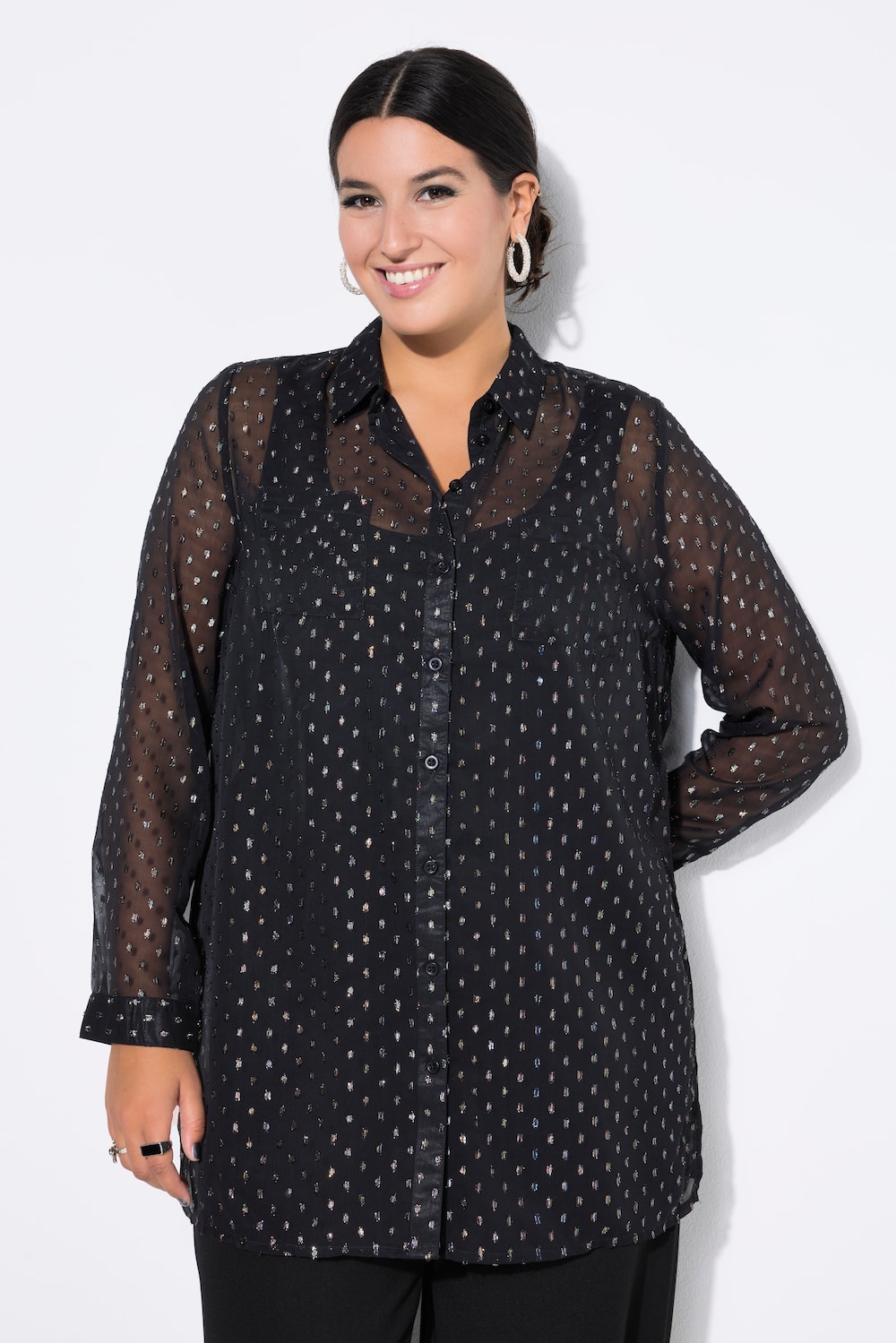 Große Größen Hemdbluse, Damen, schwarz, Größe: 58/60, Polyester, Studio Untold von Studio Untold