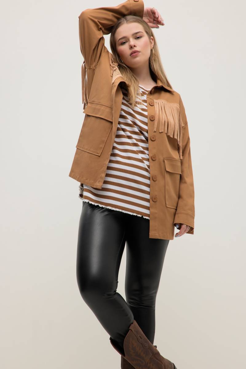 Große Größen Hemdjacke, Damen, braun, Größe: 54/56, Baumwolle, Studio Untold von Studio Untold