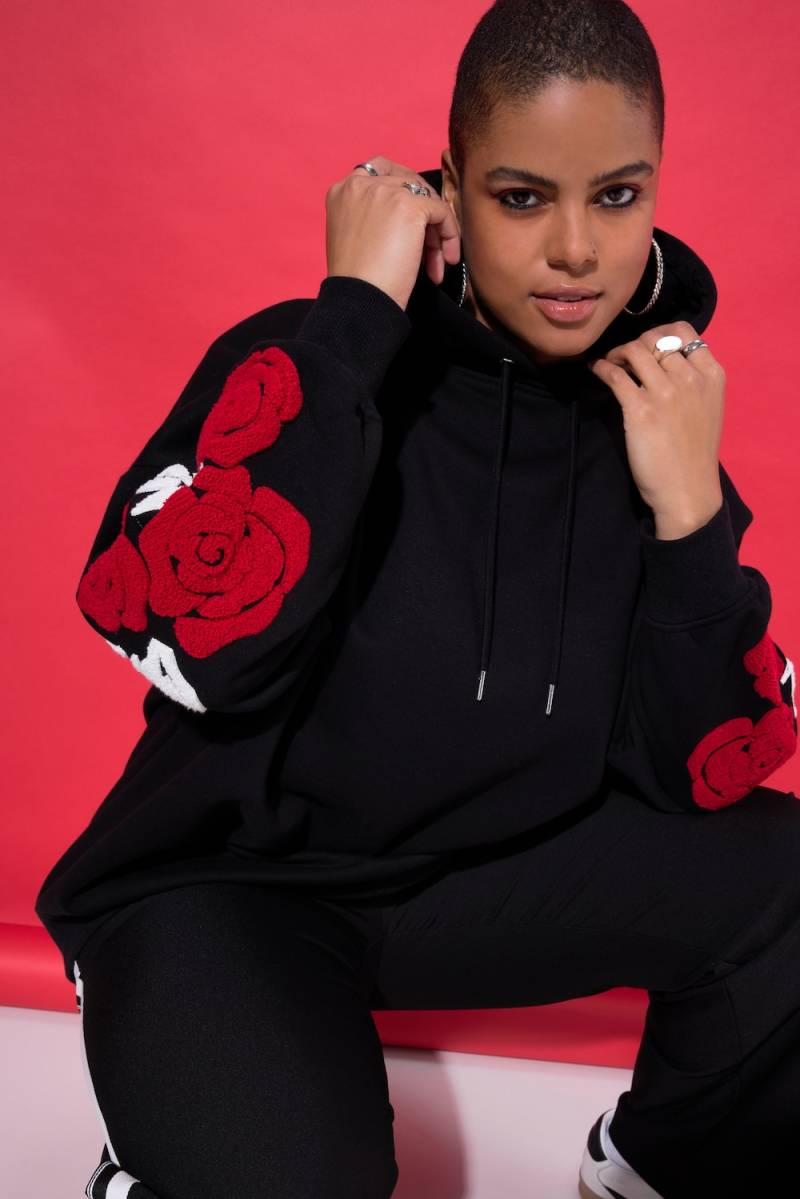 Große Größen Hoodie, Damen, schwarz, Größe: 46/48, Baumwolle/Polyester, Studio Untold von Studio Untold