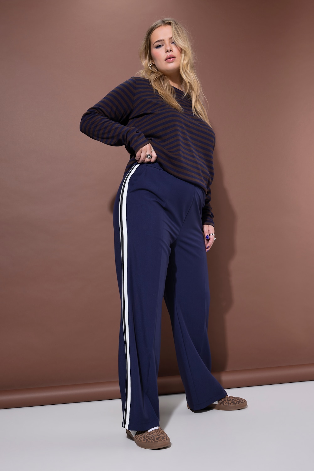 Große Größen Hose, Damen, blau, Größe: 46/48, Polyester/Viskose, Studio Untold von Studio Untold