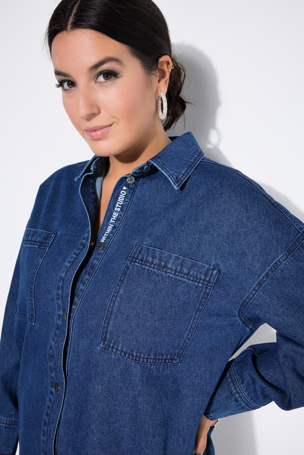 Große Größen Jeanshemd, Damen, blau, Größe: 50/52, Baumwolle, Studio Untold von Studio Untold