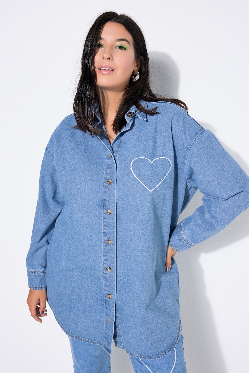 Große Größen Jeanshemd, Damen, blau, Größe: 54/56, Baumwolle, Studio Untold von Studio Untold
