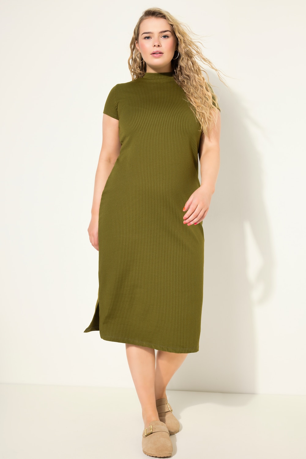 Große Größen Jersey-Midikleid, Damen, braun, Größe: 42/44, Baumwolle/Polyester, Studio Untold von Studio Untold