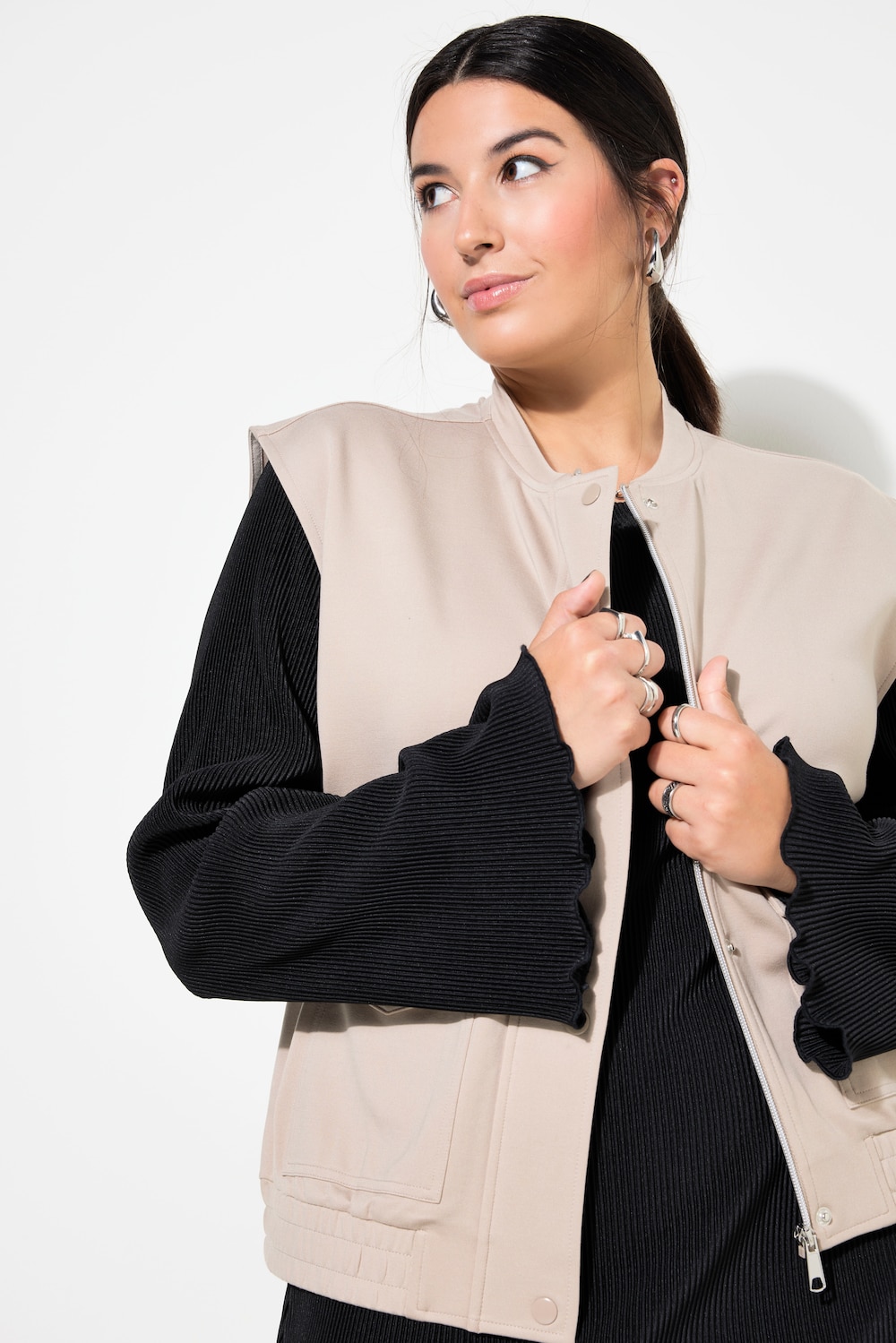 Große Größen Jersey-Weste, Damen, beige, Größe: 50/52, Viskose/Synthetische Fasern, Studio Untold von Studio Untold