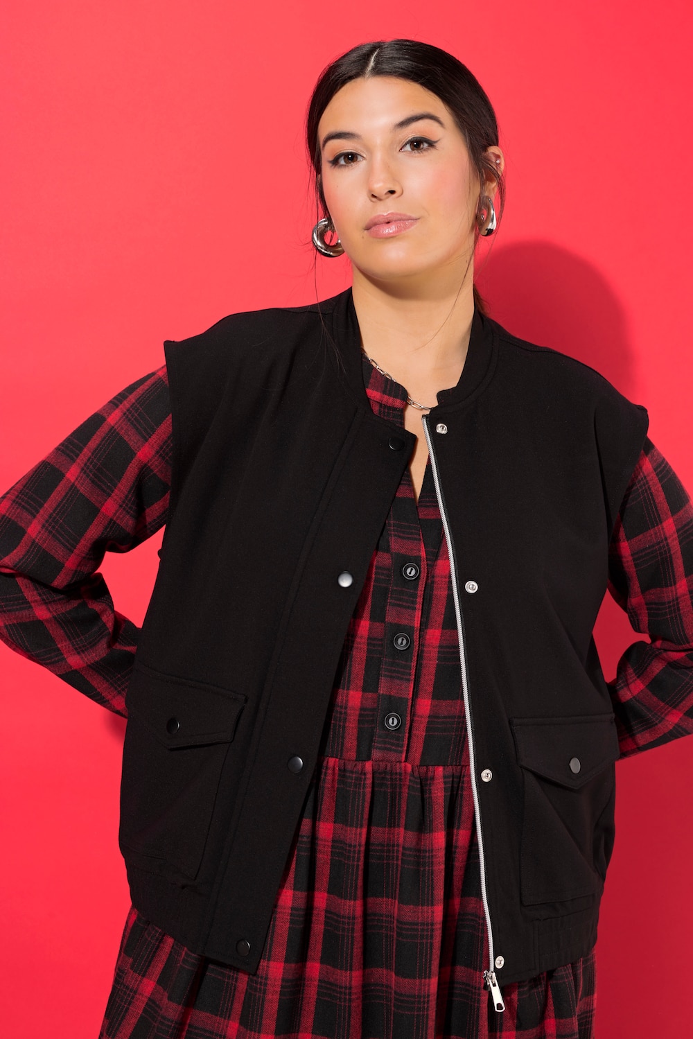 Große Größen Jersey-Weste, Damen, schwarz, Größe: 42/44, Viskose/Synthetische Fasern, Studio Untold von Studio Untold