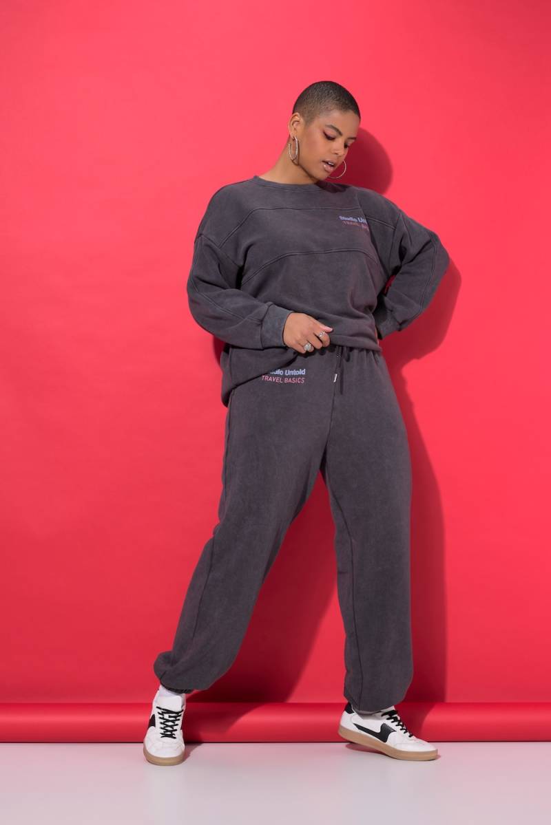 Große Größen Jogginghose, Damen, schwarz, Größe: 46/48, Baumwolle/Polyester, Studio Untold von Studio Untold