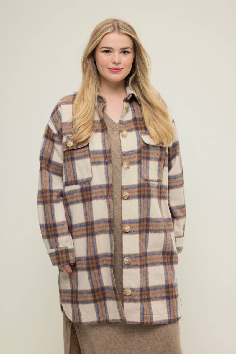 Große Größen Karo-Hemdjacke, Damen, blau, Größe: 50/52, Polyester, Studio Untold von Studio Untold