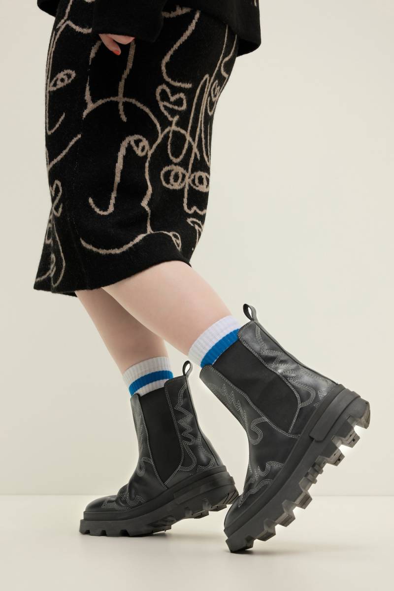 Große Größen Leder-Chelseaboots, Damen, schwarz, Größe: 40, Leder/Synthetische Fasern, Studio Untold von Studio Untold