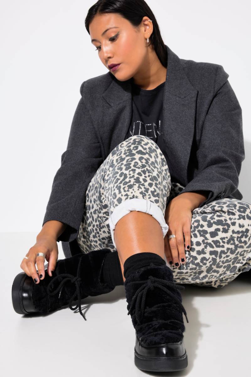 Große Größen Leder-Snowboots, Damen, schwarz, Größe: 44, Leder/Synthetische Fasern, Studio Untold von Studio Untold