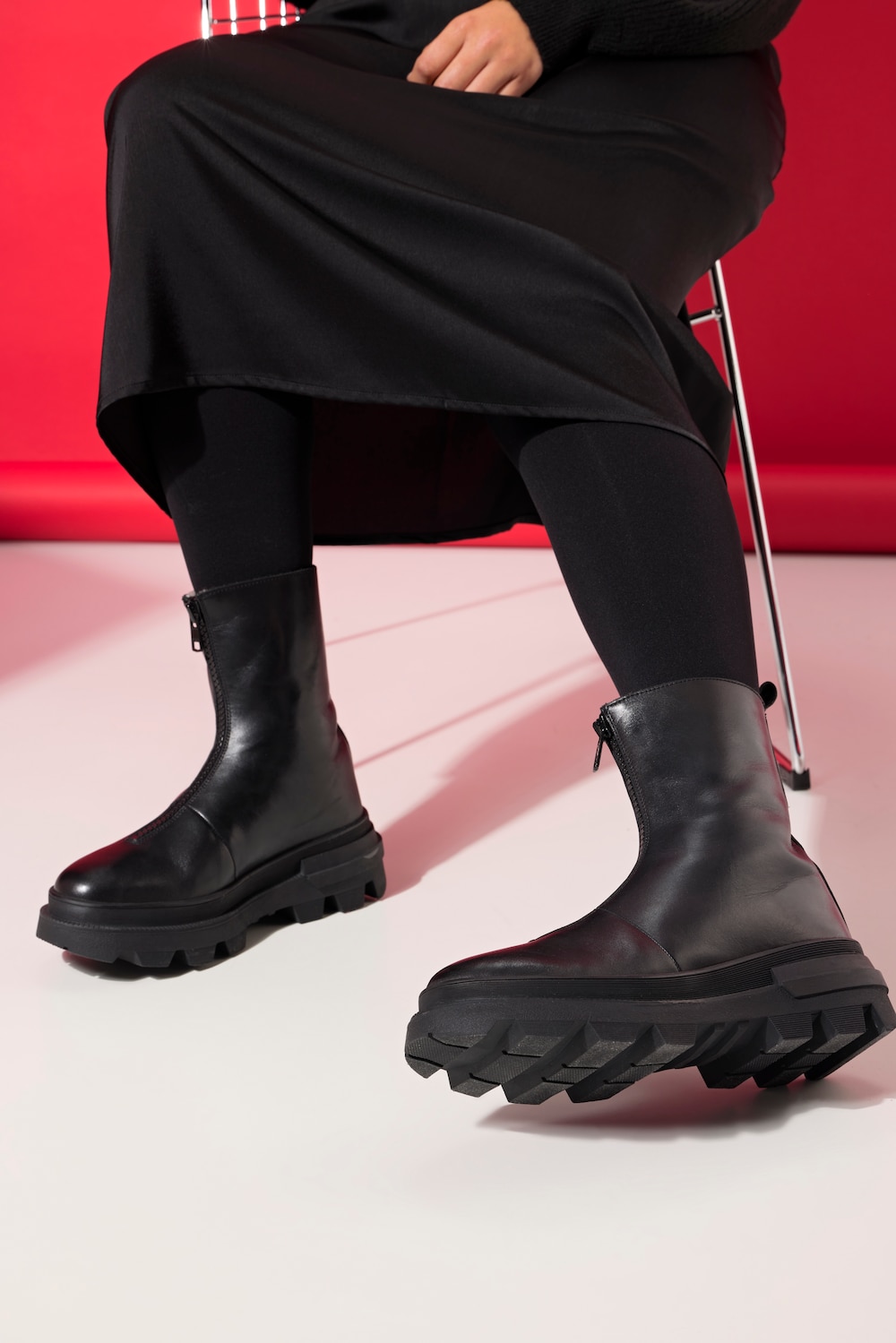 Große Größen Lederboots, Damen, schwarz, Größe: 42, Leder, Studio Untold von Studio Untold