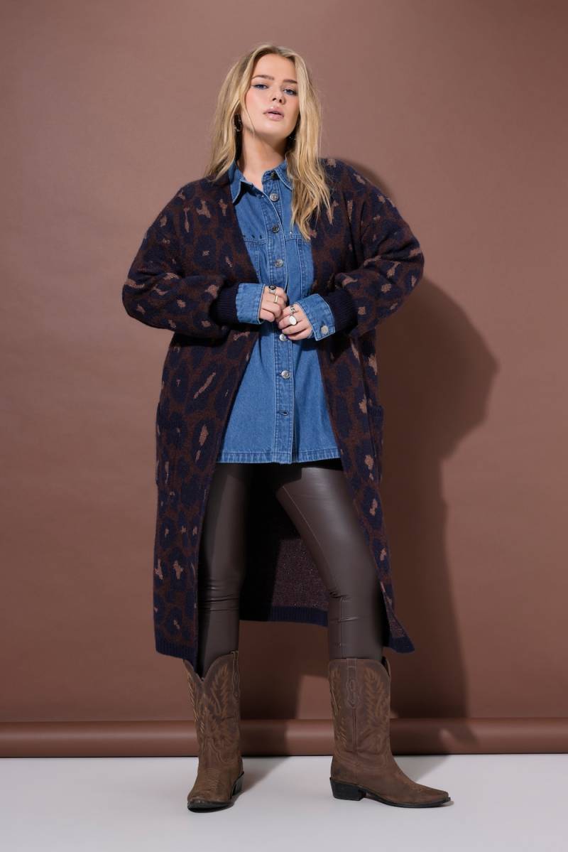 Große Größen Long-Strickjacke, Damen, braun, Größe: 58/60, Synthetische Fasern/Wolle/Polyester, Studio Untold von Studio Untold