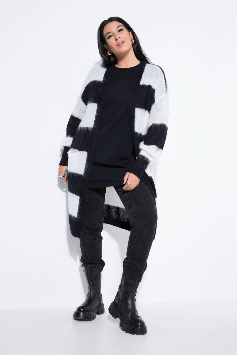 Große Größen Long-Strickjacke, Damen, schwarz, Größe: 46/48, Synthetische Fasern/Wolle/Polyester, Studio Untold von Studio Untold