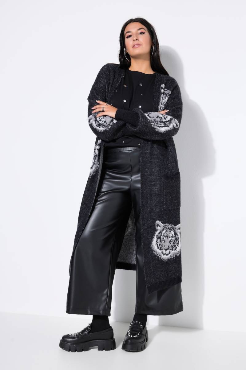 Große Größen Long-Strickjacke, Damen, schwarz, Größe: 58/60, Synthetische Fasern/Wolle/Polyester, Studio Untold von Studio Untold