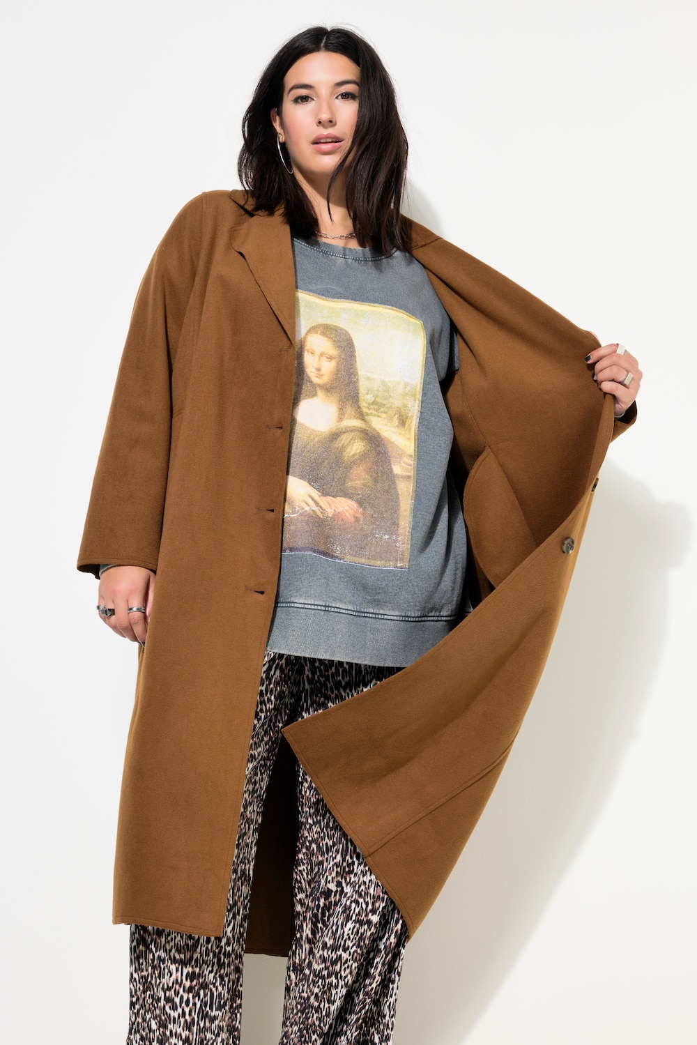 Große Größen Mantel, Damen, braun, Größe: 42/44, Polyester/Viskose, Studio Untold von Studio Untold