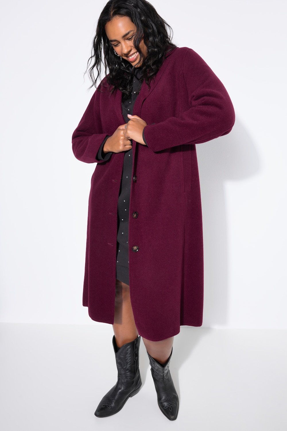 Große Größen Mantel, Damen, rot, Größe: 50/52, Polyester/Viskose, Studio Untold von Studio Untold