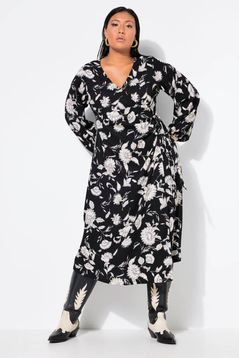 Große Größen Maxi-Wickelkleid, Damen, schwarz, Größe: 54/56, Polyester, Studio Untold von Studio Untold