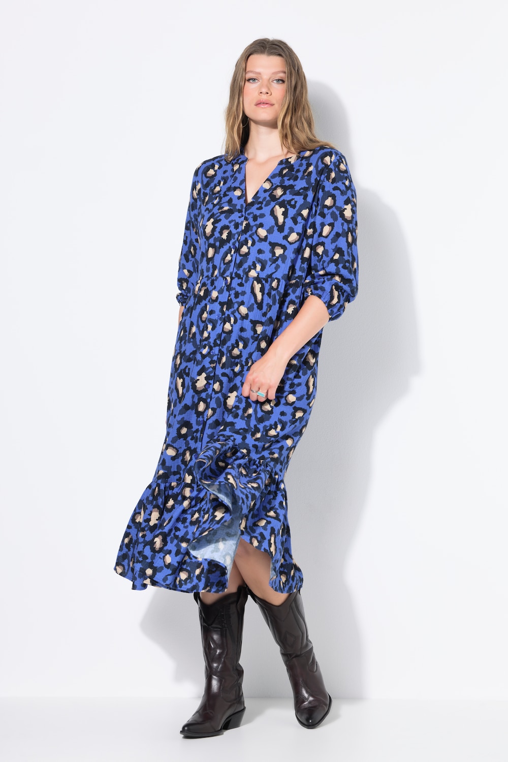 Große Größen Maxikleid, Damen, blau, Größe: 54/56, Baumwolle, Studio Untold von Studio Untold