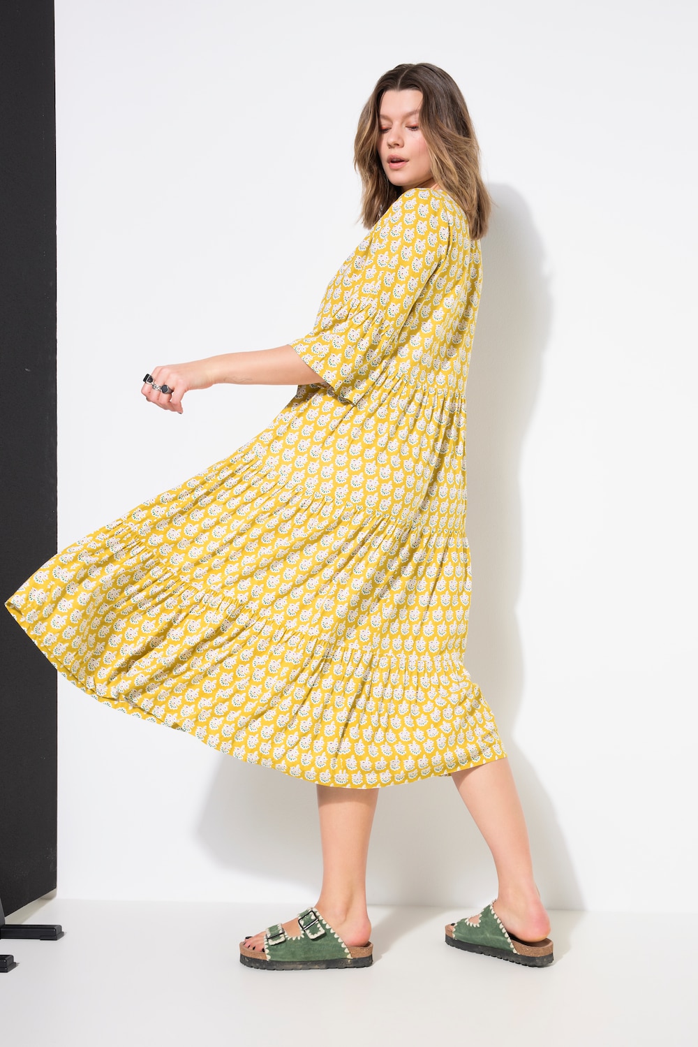 Große Größen Maxikleid, Damen, gelb, Größe: 42/44, Viskose, Studio Untold von Studio Untold