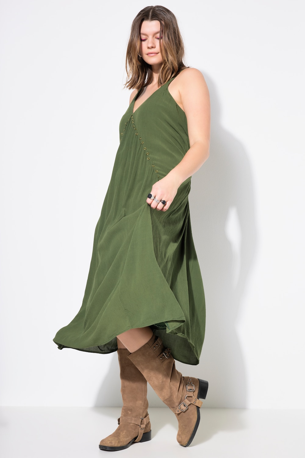 Große Größen Maxikleid, Damen, grün, Größe: 50/52, Baumwolle/Viskose, Studio Untold von Studio Untold