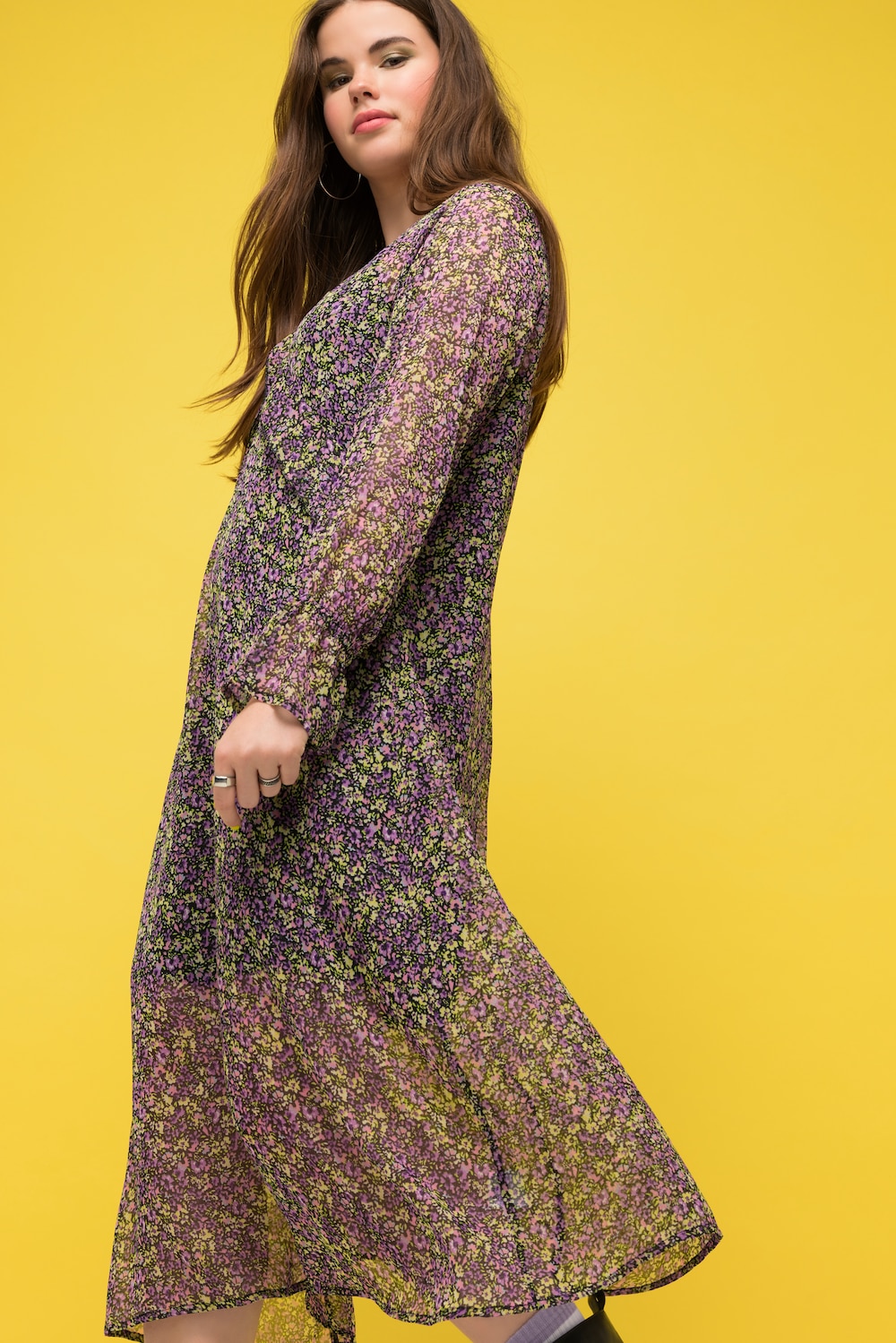 Große Größen Maxikleid, Damen, lila, Größe: 46/48, Polyester, Studio Untold von Studio Untold