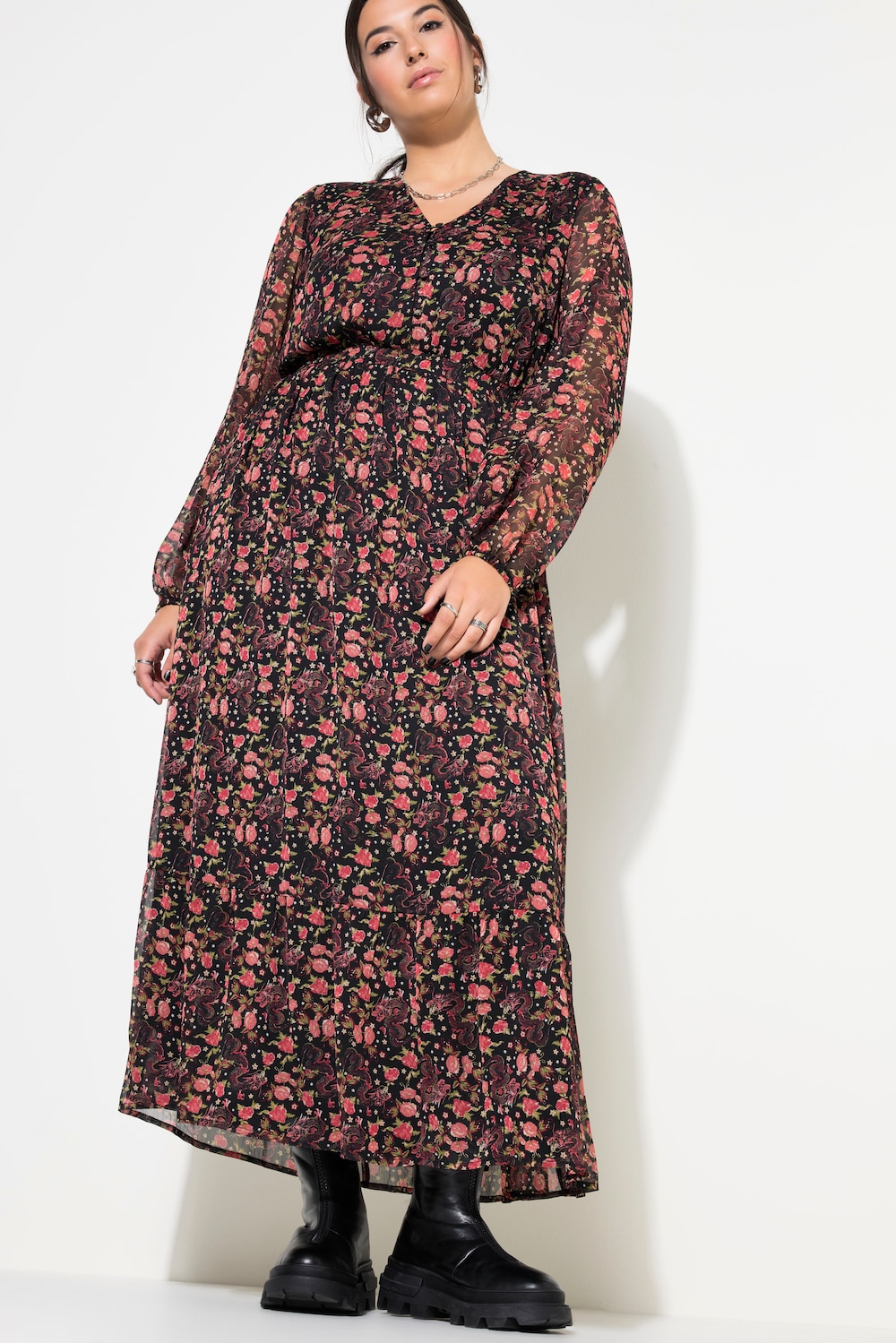 Große Größen Maxikleid, Damen, rot, Größe: 46/48, Polyester, Studio Untold von Studio Untold