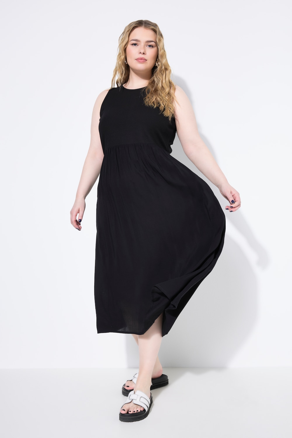 Große Größen Maxikleid, Damen, schwarz, Größe: 50/52, Viskose/Baumwolle, Studio Untold von Studio Untold