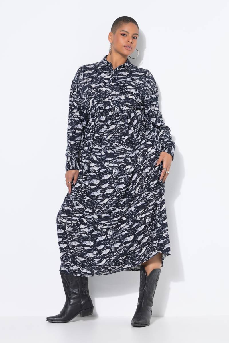 Große Größen Midi-Hemdblusenkleid, Damen, schwarz, Größe: 50/52, Viskose, Studio Untold von Studio Untold