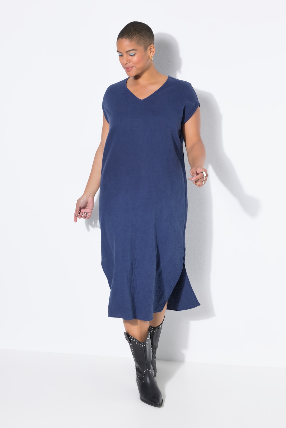 Große Größen Midikleid, Damen, blau, Größe: 46/48, Baumwolle, Studio Untold von Studio Untold