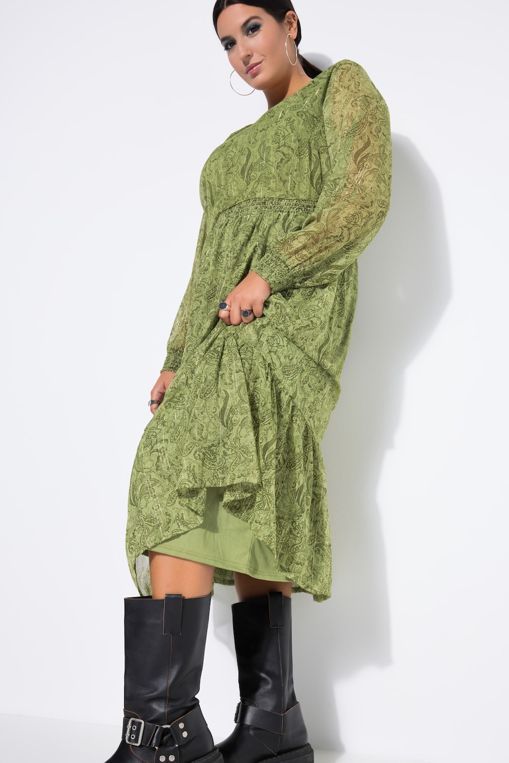 Große Größen Midikleid, Damen, grün, Größe: 42/44, Polyester, Studio Untold von Studio Untold