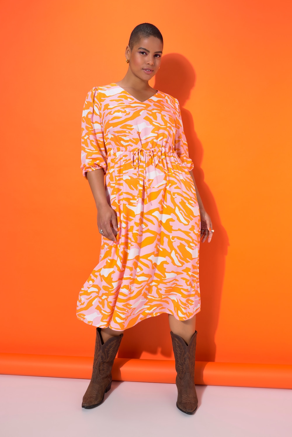 Große Größen Midikleid, Damen, orange, Größe: 42/44, Viskose, Studio Untold von Studio Untold