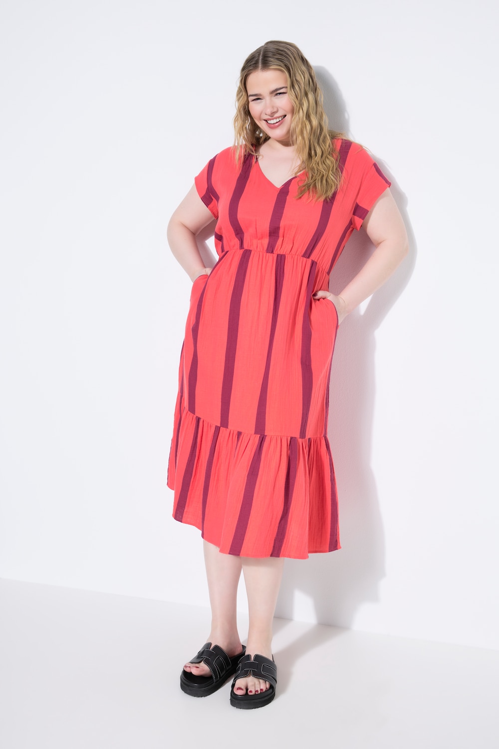 Große Größen Midikleid, Damen, rot, Größe: 54/56, Baumwolle, Studio Untold von Studio Untold