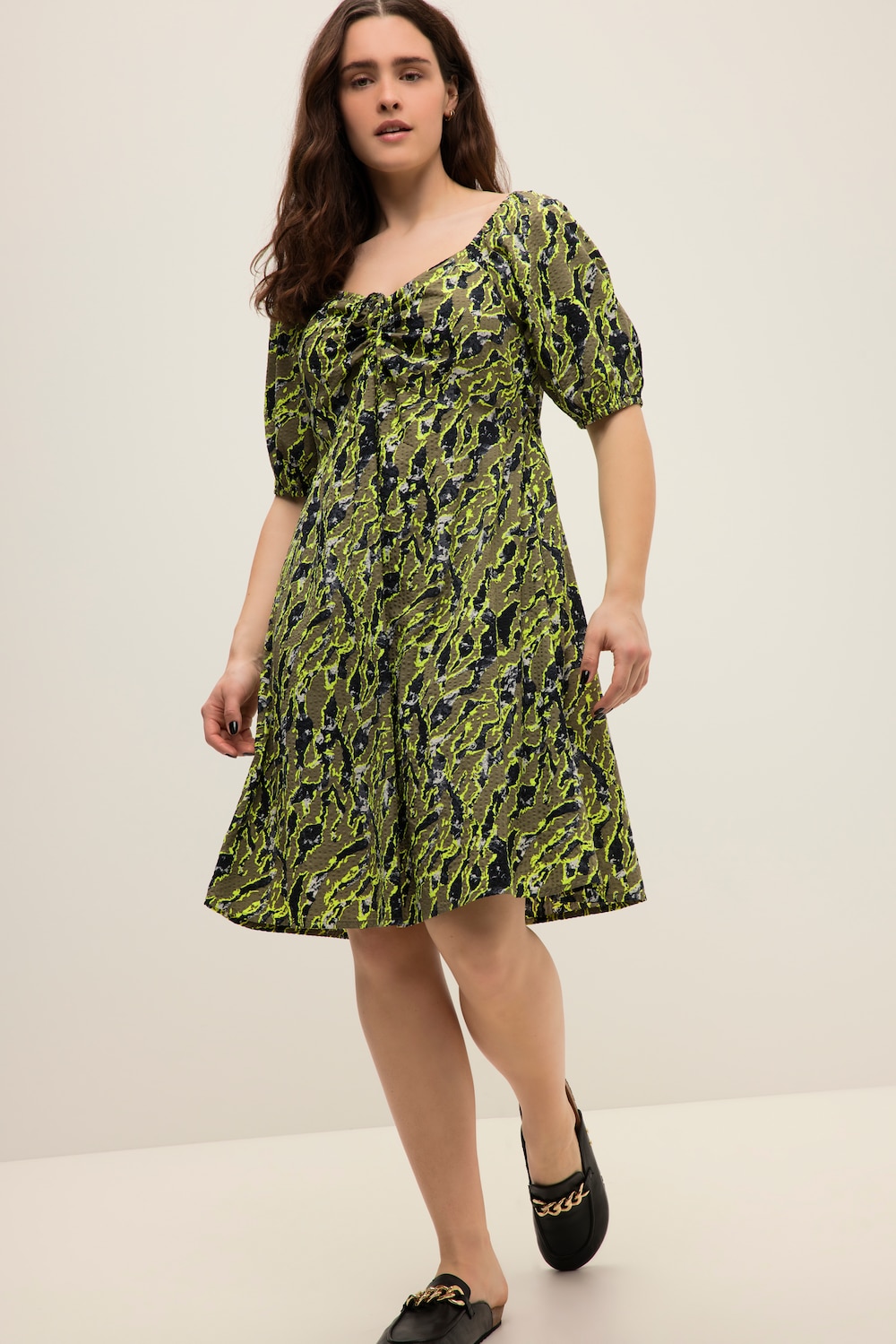 Große Größen Minikleid, Damen, braun, Größe: 50/52, Synthetische Fasern/Baumwolle, Studio Untold von Studio Untold