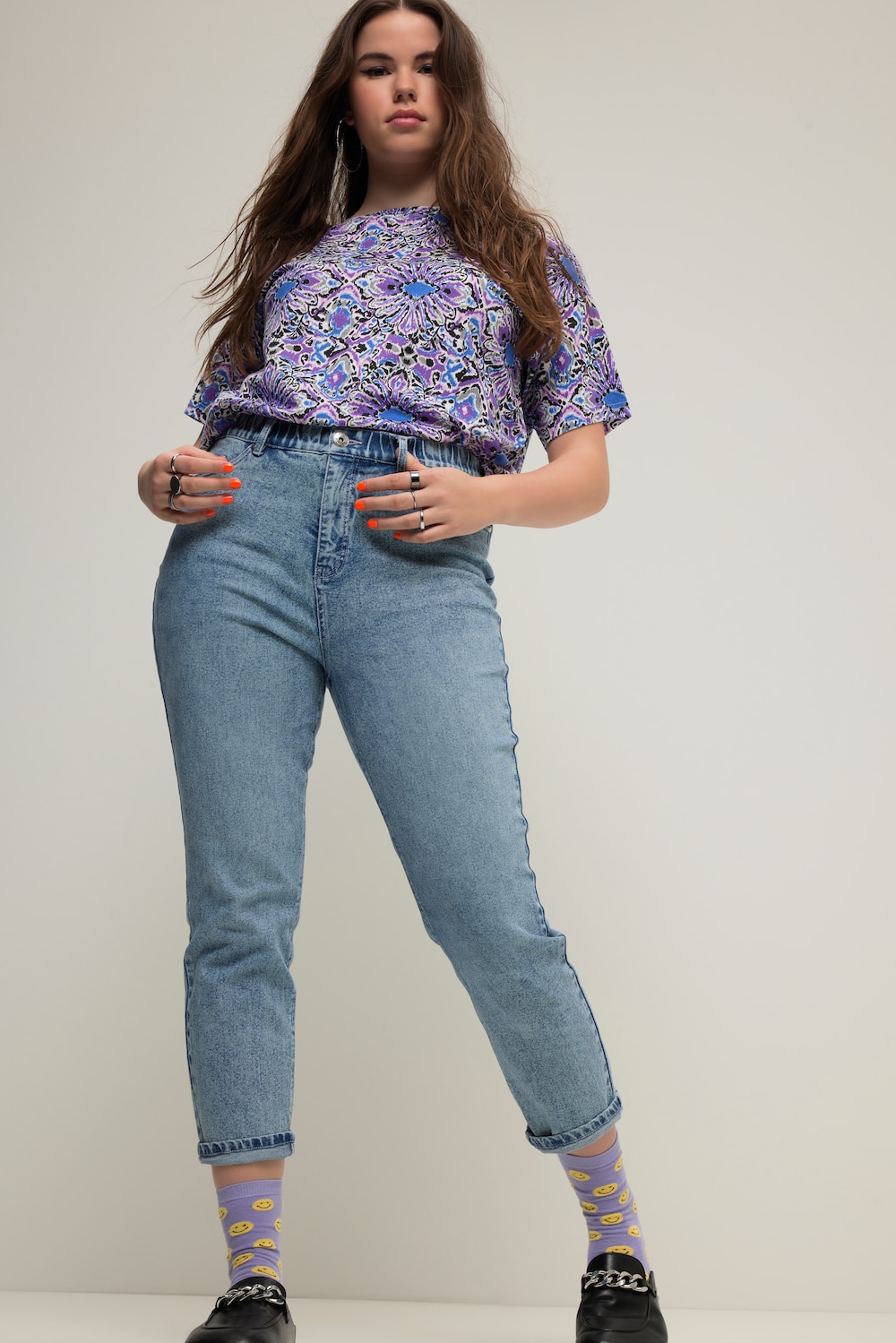 Große Größen Mom-Jeans, Damen, blau, Größe: 42, Baumwolle, Studio Untold von Studio Untold