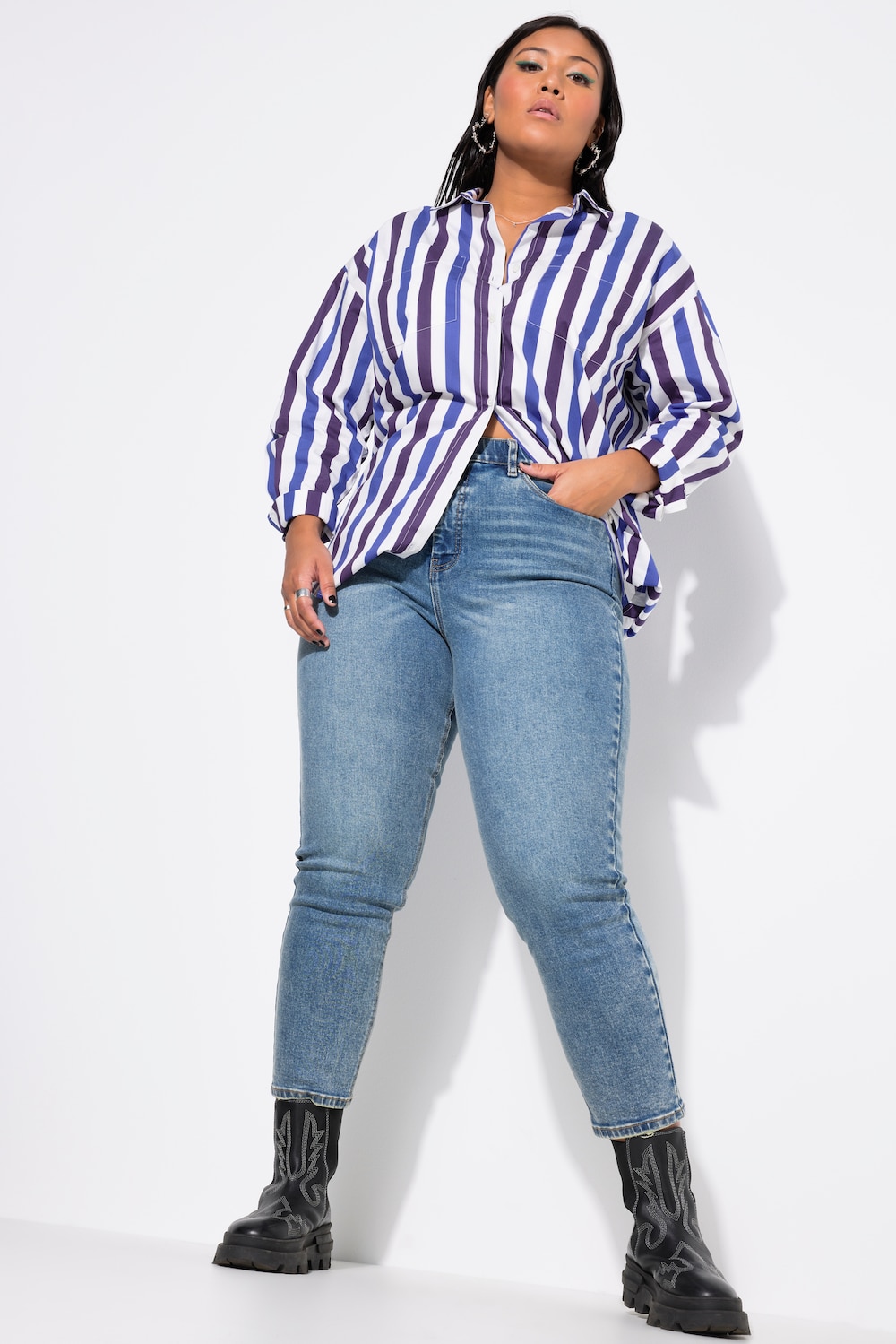 Große Größen Mom-Jeans, Damen, blau, Größe: 42, Baumwolle, Studio Untold von Studio Untold
