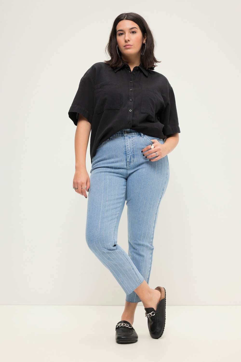 Große Größen Mom-Jeans, Damen, blau, Größe: 42, Baumwolle/Synthetische Fasern, Studio Untold von Studio Untold