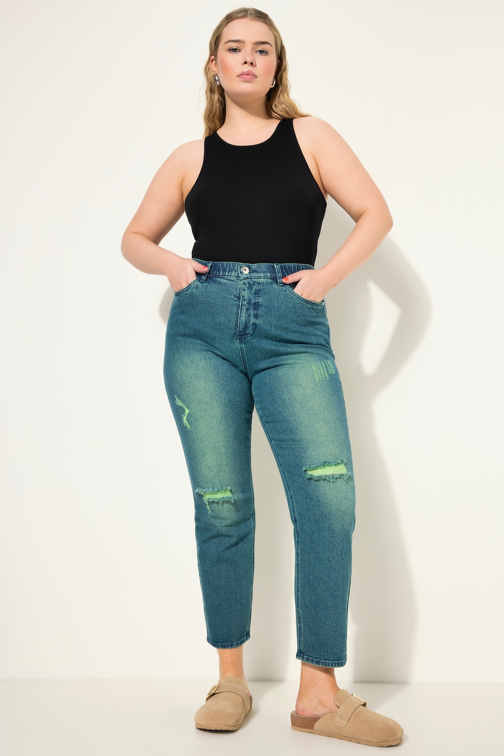 Große Größen Mom-Jeans, Damen, blau, Größe: 44, Baumwolle, Studio Untold von Studio Untold