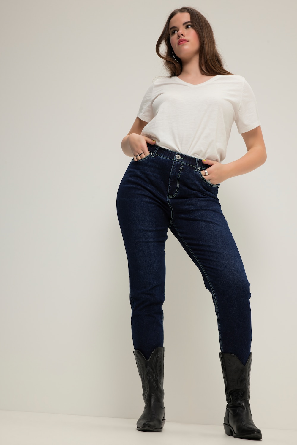 Große Größen Mom-Jeans, Damen, blau, Größe: 44, Baumwolle/Polyester, Studio Untold von Studio Untold