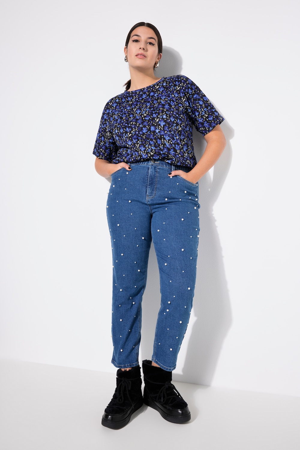 Große Größen Mom-Jeans, Damen, blau, Größe: 46, Baumwolle, Studio Untold von Studio Untold
