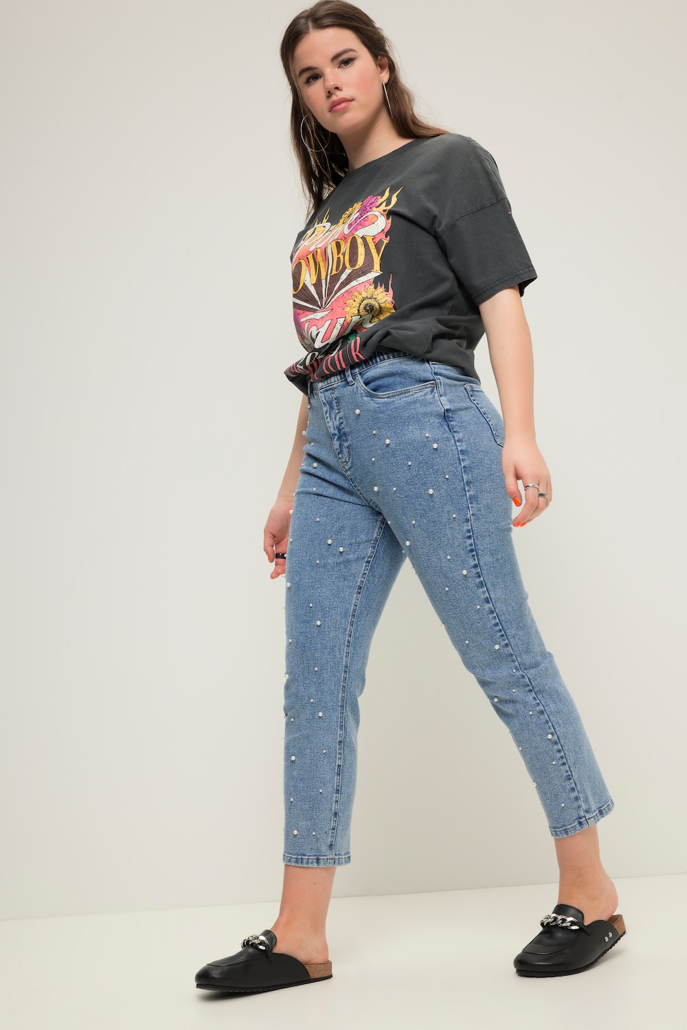 Große Größen Mom-Jeans, Damen, blau, Größe: 50, Baumwolle/Polyester, Studio Untold von Studio Untold