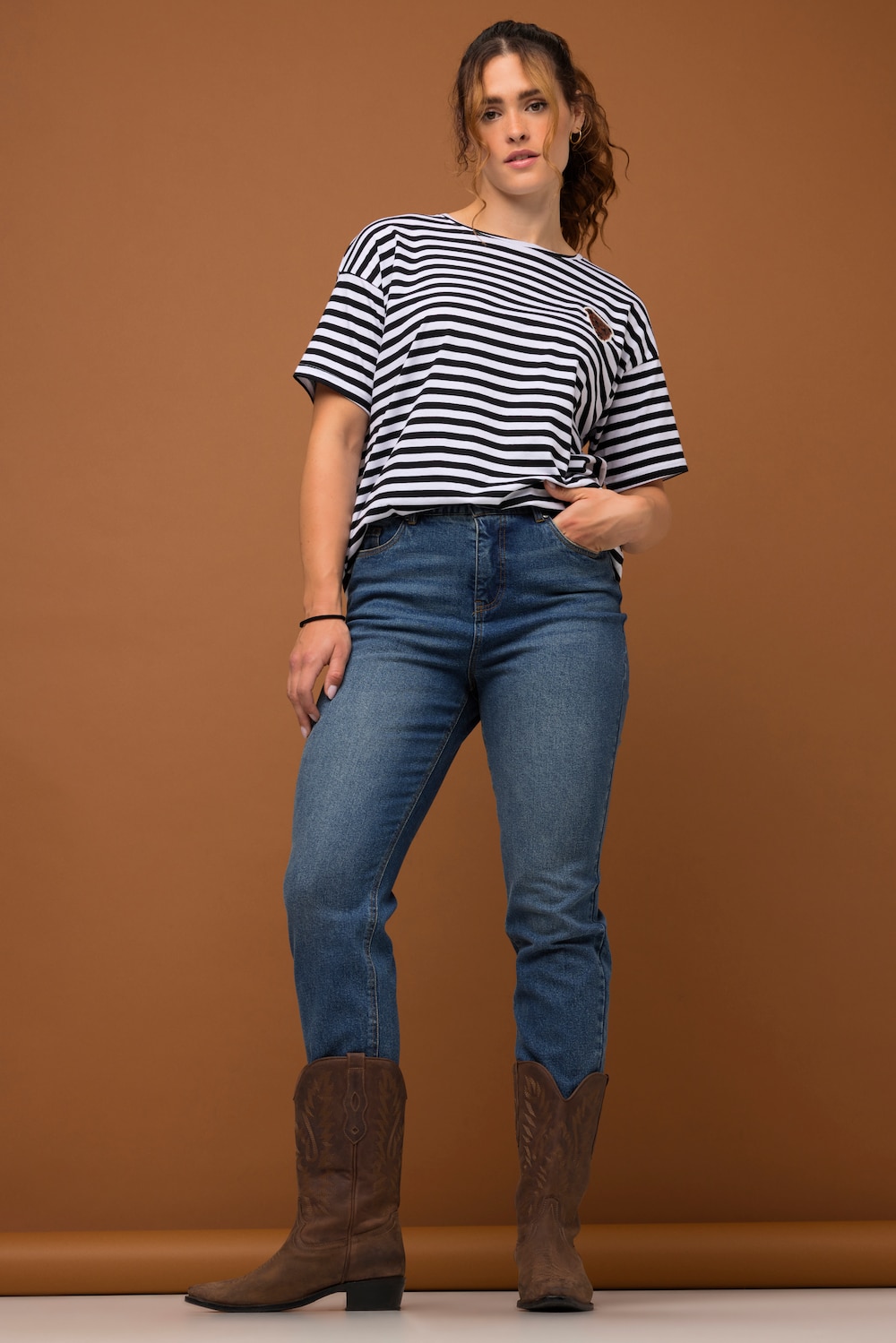 Große Größen Mom-Jeans, Damen, blau, Größe: 54, Baumwolle, Studio Untold von Studio Untold