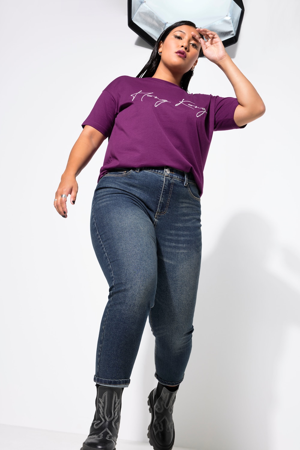 Große Größen Mom-Jeans, Damen, blau, Größe: 58, Baumwolle/Polyester, Studio Untold von Studio Untold